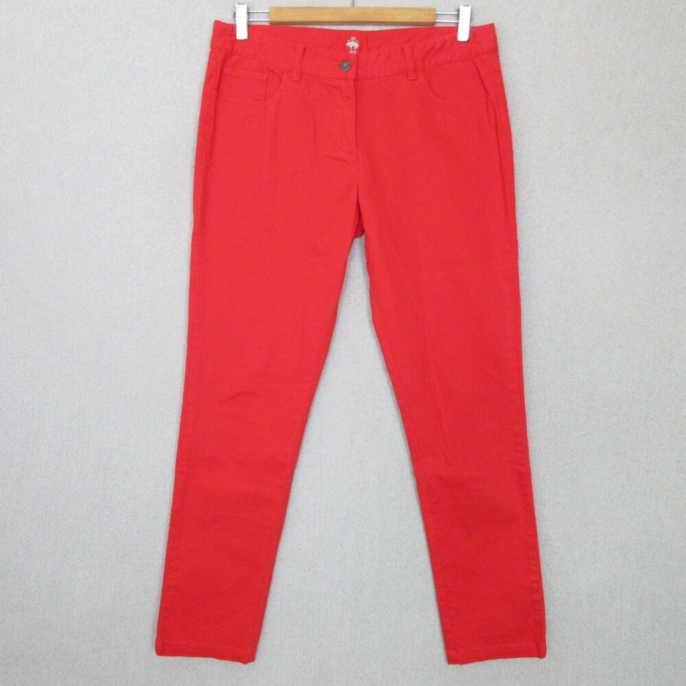 Brooks Brothers Pants Womens 8 Red Skinny Ankle Slim Stretch Cotton Blend Preppy